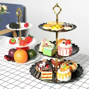 3 Tier Cake Plate Stand Tray Christmas Birthday Party Cupcake Display Tower Set - Picture 1 of 11