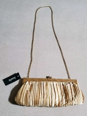 Franchi Handbag Clutch Evening Cocktail Purse Beaded #7221, Beige - Image 1 of 4