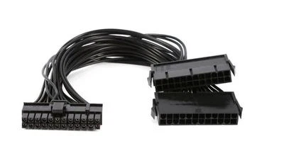11" (11-inch) 24-Pin (20+4) Male to Dual 24-Pin Female PSU ATX Cable Adapter - Image 1 of 4
