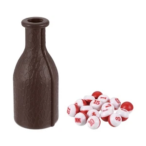 Billiard Kelly Pool Shaker Bottle with 16 Numbered Tally Balls Peas, Brown - Picture 1 of 5
