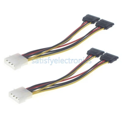 10X 4Pin IDE Male Molex to Dual SATA Splitter 2 Ports Female Power Adapter Cable - Image 1 of 4
