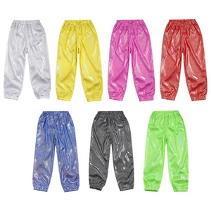 Kids Girls Bottoms Glänzend Dance Pants Sport Trousers Activewear Unisex Disco - Picture 1 of 55