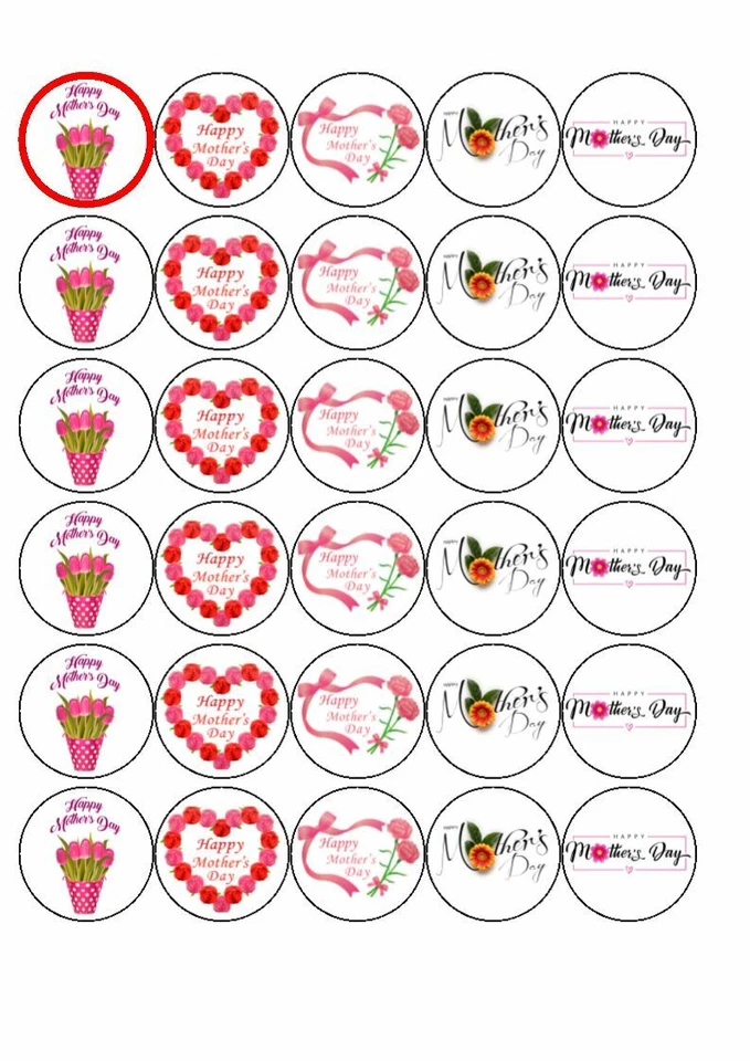 Happy Mothers Day | Mothers Day Cupcake Toppers 30 x 3,8 cm Foto 1 de 1