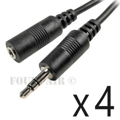 4 Pack Lot - 25ft 3.5mm Stereo Audio Extension Cable Male to Female M/F MP3 1/8" - Image 1 of 2