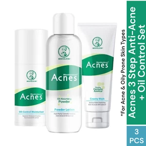 Mentholatum Acnes 3-Step Anti-Acne + Oil Control Set Facewash Lotion Moisturizer - Picture 1 of 14