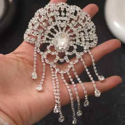 1PCS Rhinestone Epaulettes Shoulder Pad Appliques Flower Tassel Patches Sew-on  - Image 1 of 4