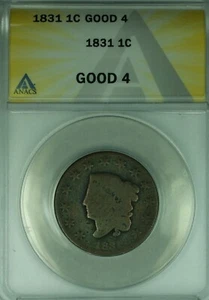 1831 Coronet Head Large Cent  ANACS GOOD-4   (41B) - Picture 1 of 2