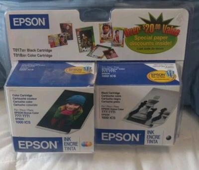 2 Pack  Epson T017 And T018 Black & Color Cartridges  Stylus 777 & 777i  - Image 1 of 4