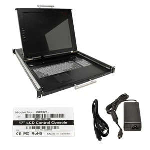 Haitwin-Delphin Korat 17" KVM Rack Console DE Keyboard +Rack Rails +PSU - Afbeelding 1 van 7