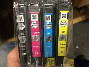 4 original Epson Tintenpatronen 29 Cyan Magenta Yellow Black Erdbeere Rechnung - Bild 1 von 3