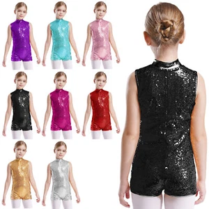Kids Girls Leotard Stage Jumpsuit Modern Bodysuit Training Performance Jazz - Picture 1 of 58