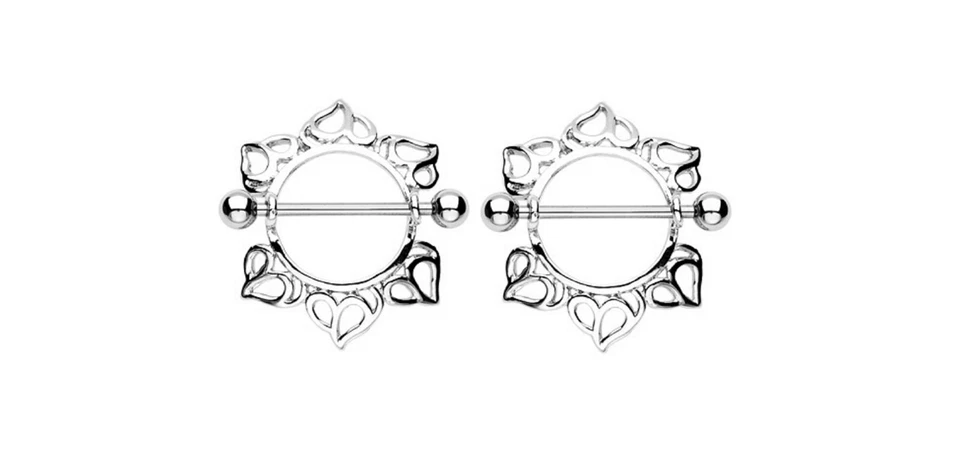 Par Corazón Engulf 316L Acero Quirúrgico Pezón Escudos Barbellones Anillos Joyería Corporal Foto 1 de 1