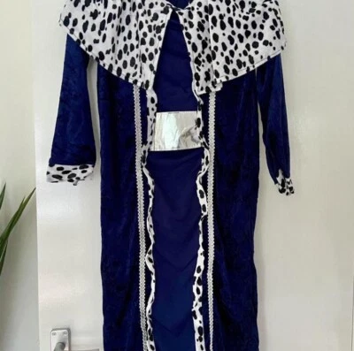 Nativity King/Queen Unisex Kids Fancy Dress Blue Velour Robe. 7-9 Years, New - Image 1 of 4