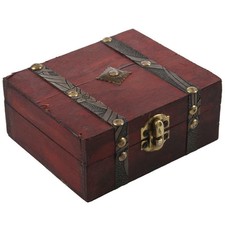 Wooden Vintage Lock Treasure Chest Jewelery Storage Box Case Organiser Ring
