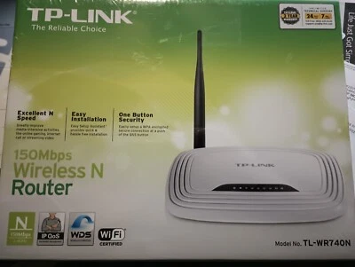 TP-Link TL-WR740N 150 Mbps 4-Port 10/100 Wireless N Router New in Box SEALED - Image 1 of 3