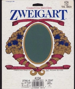 Cross Stitch Zweigart Teal GRN 14 ct. 15"x18" Needlework Germany Switzerland - Picture 1 of 2
