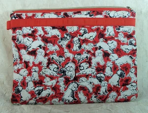 CAROLINA HERRERA Cosmetic Makeup Bag Neiman Marcus Puppy Dog Padded 11"x8" - Picture 1 of 6