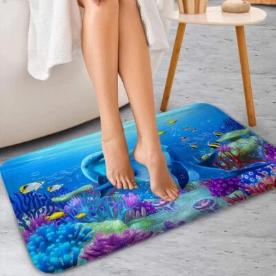 Meeresdelfin Fisch Badteppich Badvorleger Badematte Badmatte Duschvorlage Bad - Bild 1 von 4