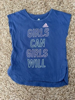 Adidas “Girls Can Girls Will” Girls Shirt Size 6 Blue - Image 1 of 2