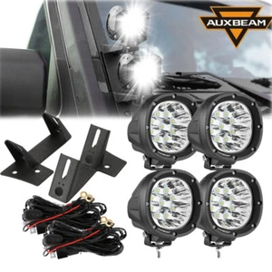 AUXBEAM 4pcs 4" LED Work Light Pods +A-pillar LED Light Bar For Jeep JK 07-17 - Picture 1 of 12