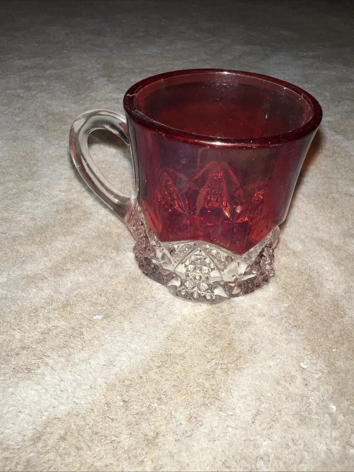 EAPG McKee & Brothers Ruby Stained Red Top Mug No. 139 AKA Heart Band - Image 1 of 3