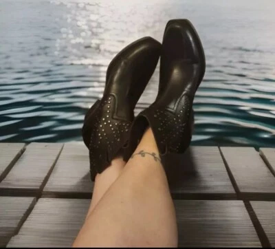 Dingo Mujeres Vaqueras Western Botines DI-150 Polvoriento Talla US 9.5 Cuero Negro Foto 1 de 4