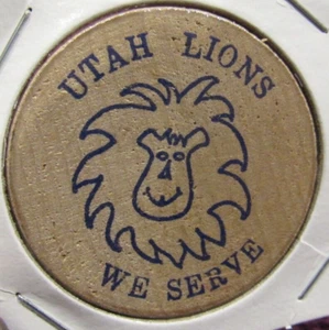 Vintage Utah Lions Club Wooden Nickel Token - UT - Picture 1 of 2