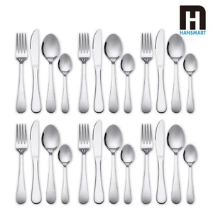 24Pc Flatwar Set Stainless Steel Silverware Set Service for 6 Kitchen Tableware - Picture 1 of 9
