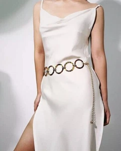 Resin Gold Circle Waistband Chain Belt - Picture 1 of 8