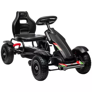 HOMCOM Children Pedal Go Kart w/ Adjustable Seat, Inflatable Tyres - Black - Picture 1 of 12