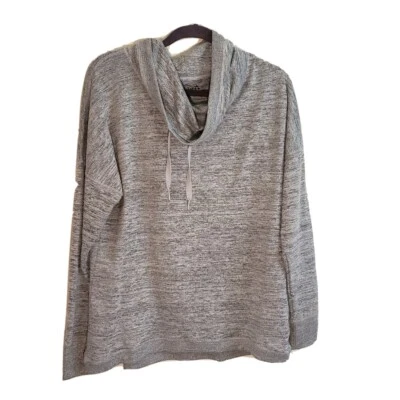 Gerry Marled Gray Drawstring Cowl Neck Top Size XL Long Sleeve Pullover Knit  - Image 1 of 3