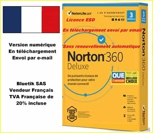 Sans CB - NORTON 360 DELUXE ESD 3 Appareils 3APP 1 AN 25GB CLOUD par email - Photo 1/2