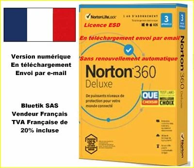 Sans CB - NORTON 360 DELUXE ESD 3 Appareils 3APP 1 AN 25GB CLOUD par email