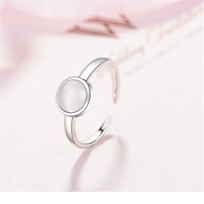 Anillo ajustable de plata esterlina para joyería regalo ópalo redondo para mujer y hombre nuevo Foto 1 de 4