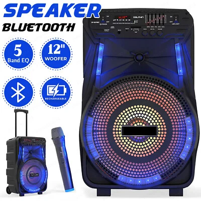 Portable 12" Powerful Bluetooth Party Speaker - TWS LED Lights 5-Band Equalizer  - Image 1 of 4