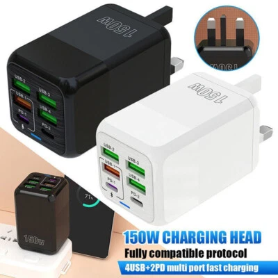 100W USB C Charger Plug 4-Port Type C PD Fast Charging Wall Power Adapter UK - Image 1 of 4