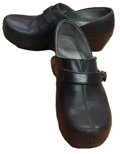 Dansko Damen Schwarz Leder Slipper Clog Professional Größe 38 US 7 Knopfleiste - Bild 1 von 24