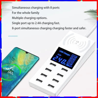 Multi-port USB hub Desktop AC power adapter 8USB with wireless non-slip pad 5V8A - Image 1 of 4