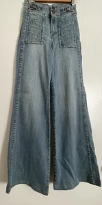 New! 25 Radcliffe London High Waist Wide Leg Blue Denim Jeans $277 - Picture 1 of 8