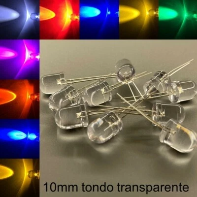 10mm LED tondo molto luminoso diodo + Resistore 10 mm IT - Image 1 of 3