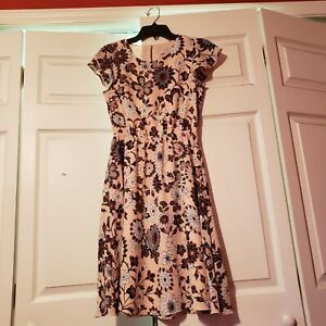 LOFT Women's Floral Dress Cap Sleeve Dress, Coral Print, Size XS NEW