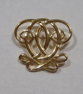 Vintage Gold Knot Brooch | Intricate Celtic-Style Scarf Pin | Statement Jewelry - Picture 1 of 3
