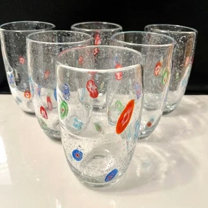 6 Millefiori Murano Stil mundgeblasene Glas Blase Trinkbecher 5 1/2" Konfetti - Bild 1 von 10