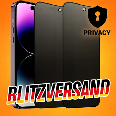2x Premium Schutzglas iPhone 15 16 17 Blickschutz Panzerfolie Privacy Protector - Bild 1 von 4