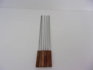 6 Shish Kabob Stainless Stee Skewers Wooden Handle Japan - Picture 1 of 3