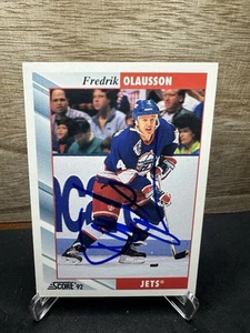 1992-93 Score #13 Fredrik Olausson In-Person ON-CARD AUTO - Picture 1 of 2
