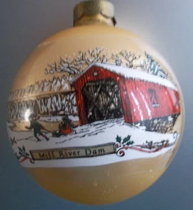 New Haven, CT Ornament Winter Wonderland 1990 5th Edition of Mill River Dam VTG - Foto 1 di 10