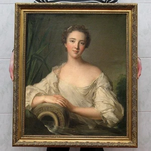 Handarbeit Altmeister-Kunst Antik Ölgemälde Portrait Frauen Mädchen auf Leinwand - Bild 1 von 2