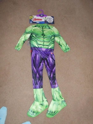 NEW Marvel Avengers Boy's Hulk Costume, Mask, Gloves & Shoe Covers small 6/7 - Image 1 of 4