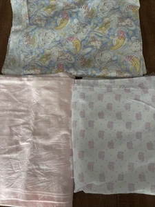 3 pieces of fabric baby Nursery Rhymes , Pink Elephants , Stars VINTAGE - Picture 1 of 10